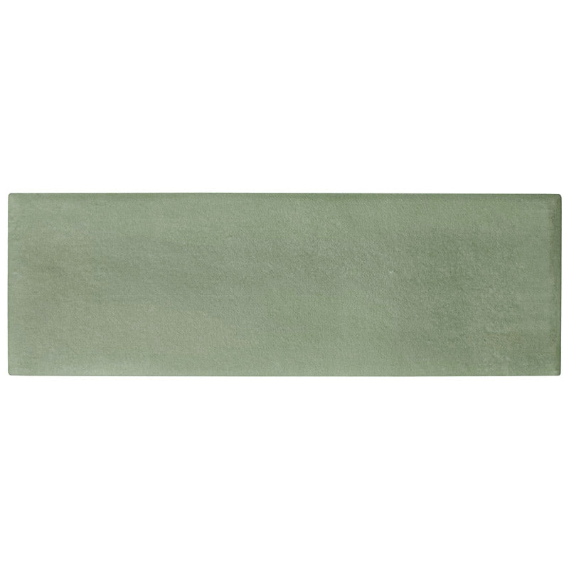 Close up of Atelier green matt brick shaped tile suitable for walls and floors