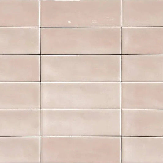 Close up of Atelier rose matt tile with modern brick design for walls and floors