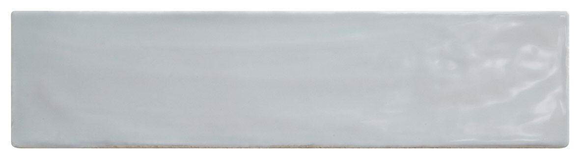 Close up of Bespoke duck egg rustic ceramic wall tile with handmade textured finish