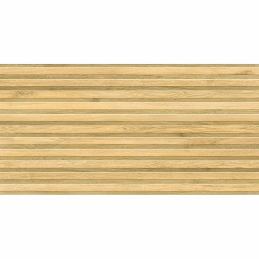 Close up of Perth light oak wood effect panel wall tile
