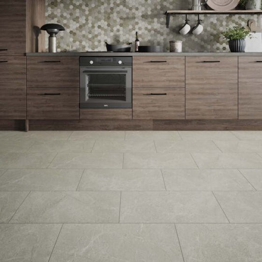 Dartmoor Luxury Rigid Core Click Vinyl Flooring Beige Marble Tile 30.5x61cm