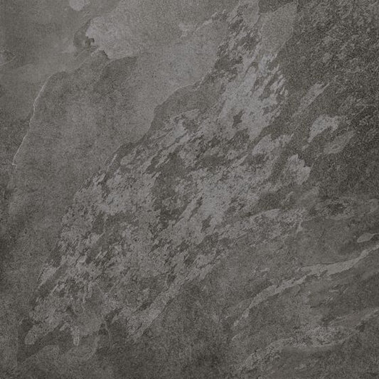 Black stone effect tile with a textured pattern