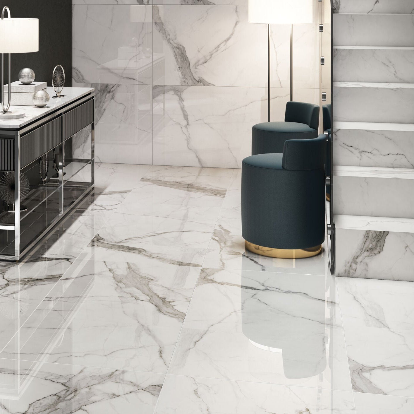 Carrara Luxe Gloss Tile 60x60cm