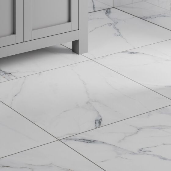 Kitchen floor featuring Anna Matt floor tiles for an elegant, modern interior