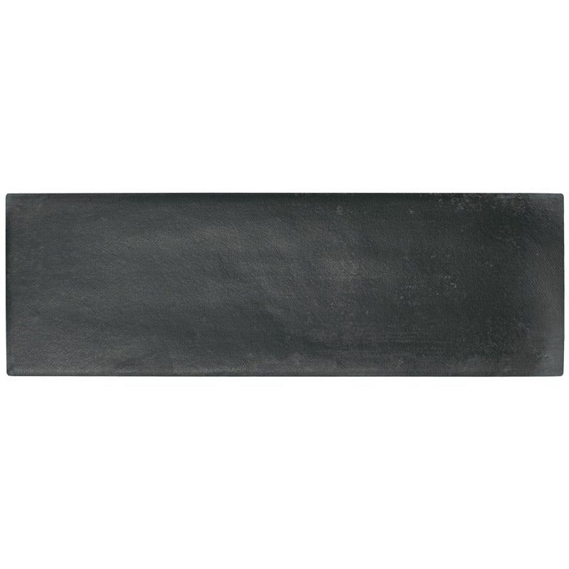 Close up of Atelier black matt bricked style tile suitable for walls and floors