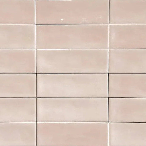 Close up of Atelier rose matt tile with modern brick design for walls and floors