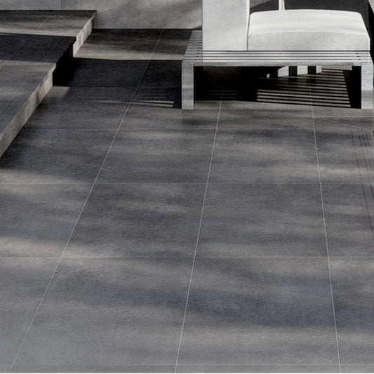 Outdoor space with durable Avada anthracite matt porcelain tiles
