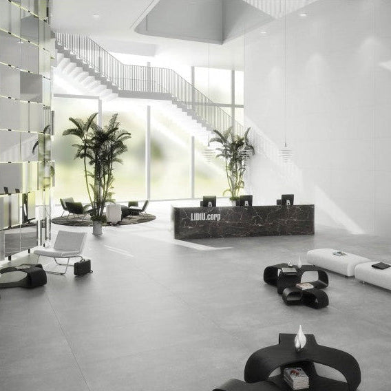 Luxury living room with Avada white wall and floor tiles