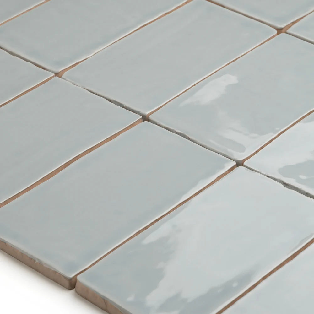 Bespoke Duck Egg ceramic wall tile in soft duck egg blue, decorative wall tile for bathroom walls and kitchen splashbacks