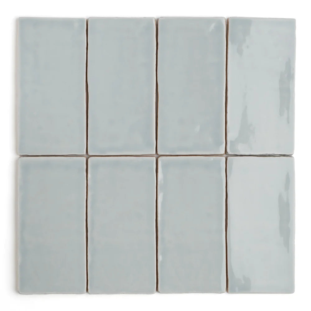Bespoke Duck Egg ceramic wall tile in soft duck egg blue, ideal for bathroom walls and kitchen splashbacks