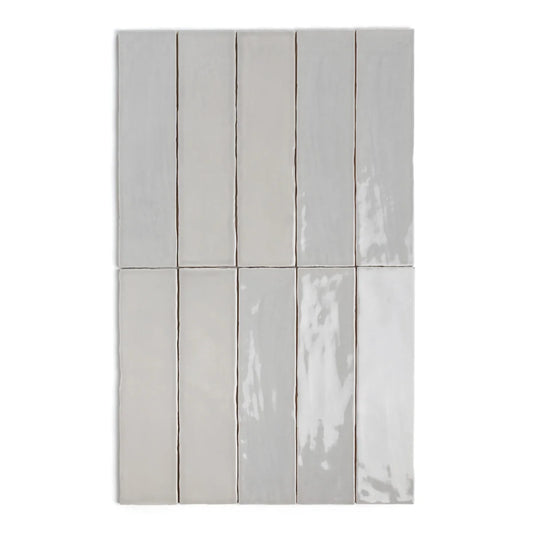 Close-up of bespoke grigio rustic ceramic tile laid in vertical stacked pattern