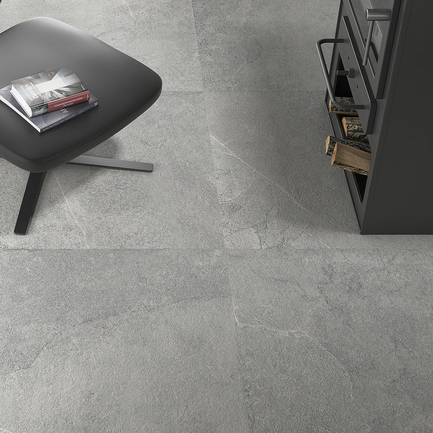 Premium floor styled with Blend grey floor tiles 