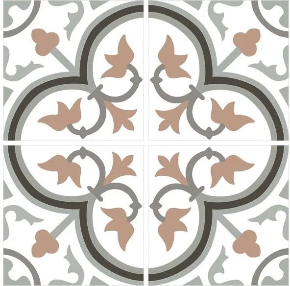 Catalonia pink patterned wall and floor porcelain tiles with decorative geometric design
