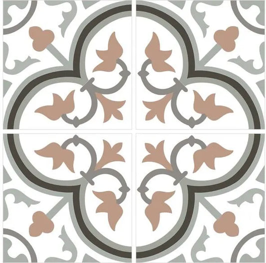 Catalonia pink patterned wall and floor porcelain tiles with decorative geometric design