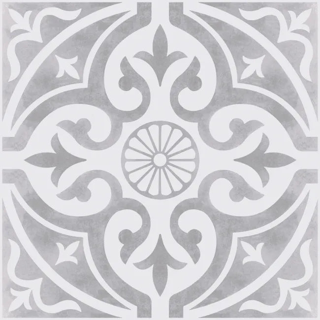 Close up of feature stone silver patterned bathroom floor tiles