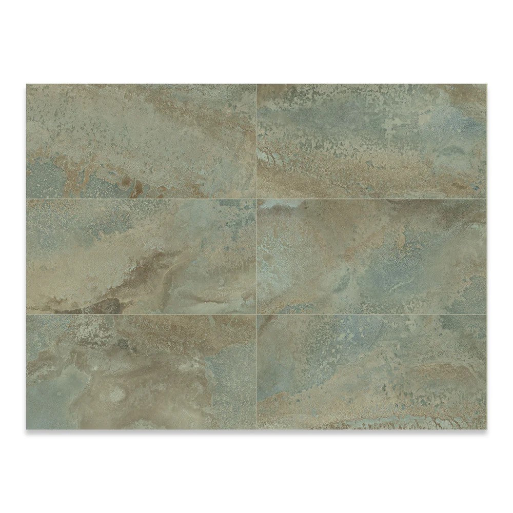 Ferrum green decorative porcelain wall and floor tile used for modern interiors