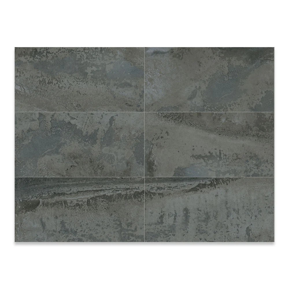 Ferrum grey porcelain wall and floor tile used for modern interiors