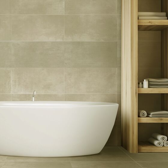 Luxury bathroom featuring Morning cream porcelain matte wall and floor tiles