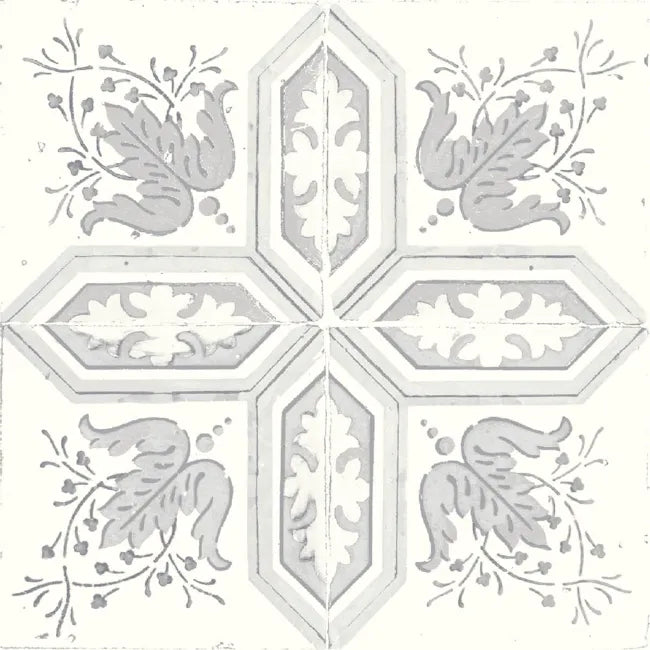 Close up of morocco grey patterned rustic wall and floor tiles