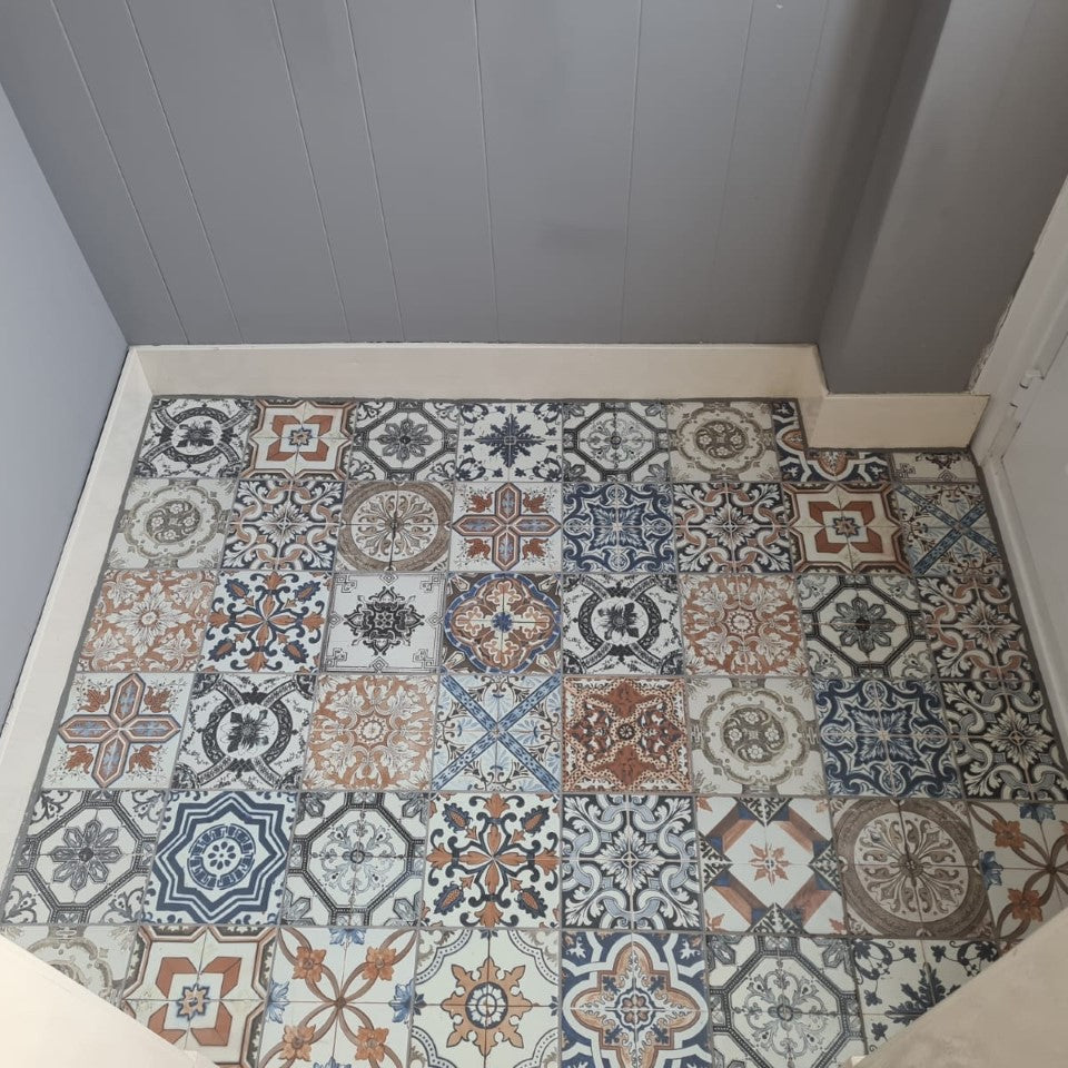 Morocco multi coloured patterned entrance hall floor tiles