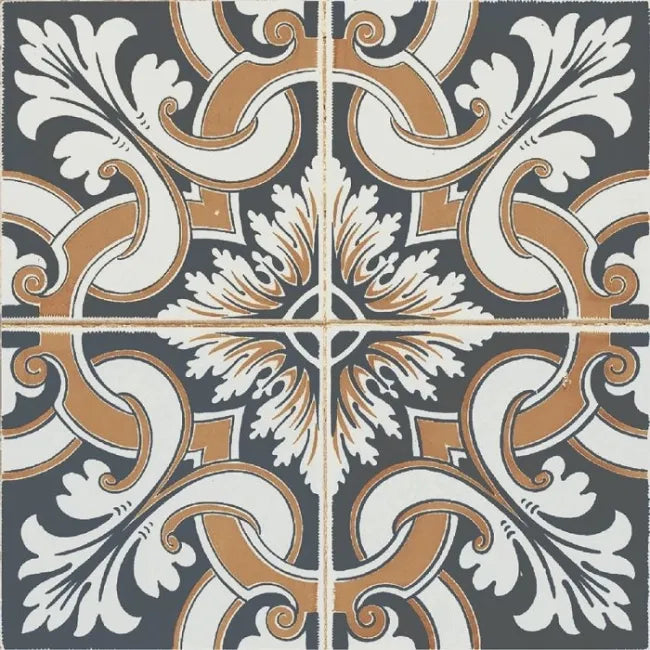 Close up of morocco multi coloured patterned rustic wall and floor tiles