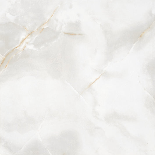 Close up of Onyx gold marble tile with polished finish and soft gold veining