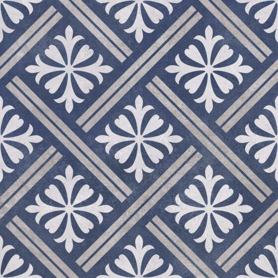 Close up of Peat blue pattern matt tile suitable for bathroom and kitchen surfaces