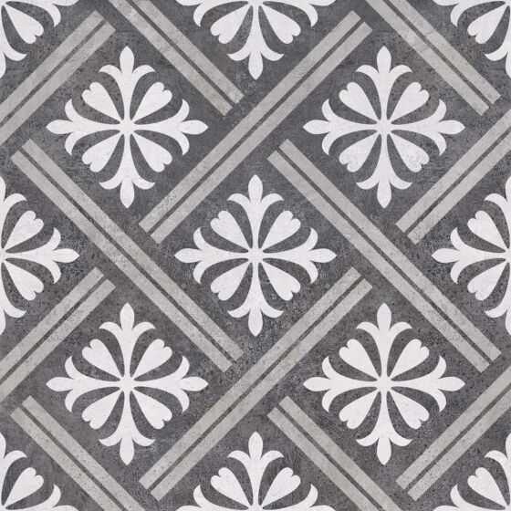 Close up of Peat charcoal patterned tile suitable for bathroom and kitchen surfaces