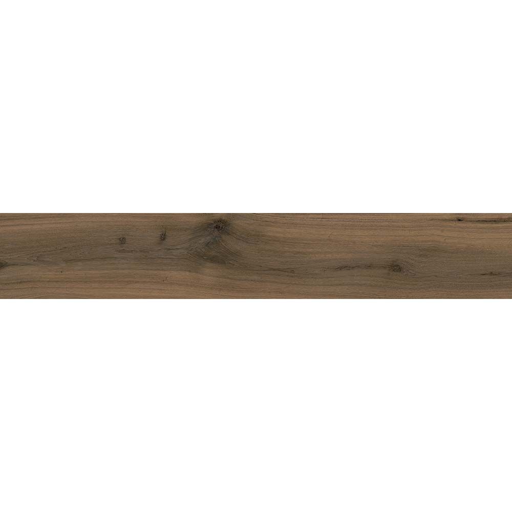 Close up of Perth walnut wood effect floor and wall tile with wood grain finish