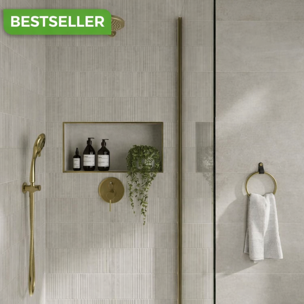 Somerset fluted ceramic wall tile with vertical textured grooves, decorative wall tile ideal for bathroom and kitchen feature walls