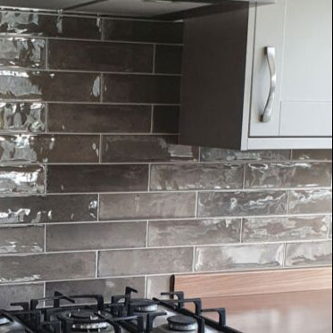 Wish ash gloss brick wall tile in a modern kitchen backsplash