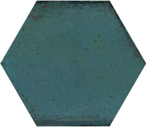 Close up of Wish blue hexagon gloss wall tiles suitable for kitchens and bathrooms