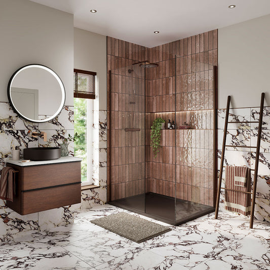 Wish Clay Brick Gloss Wall Tiles installed on a luxury bathroom wall with a glossy finish