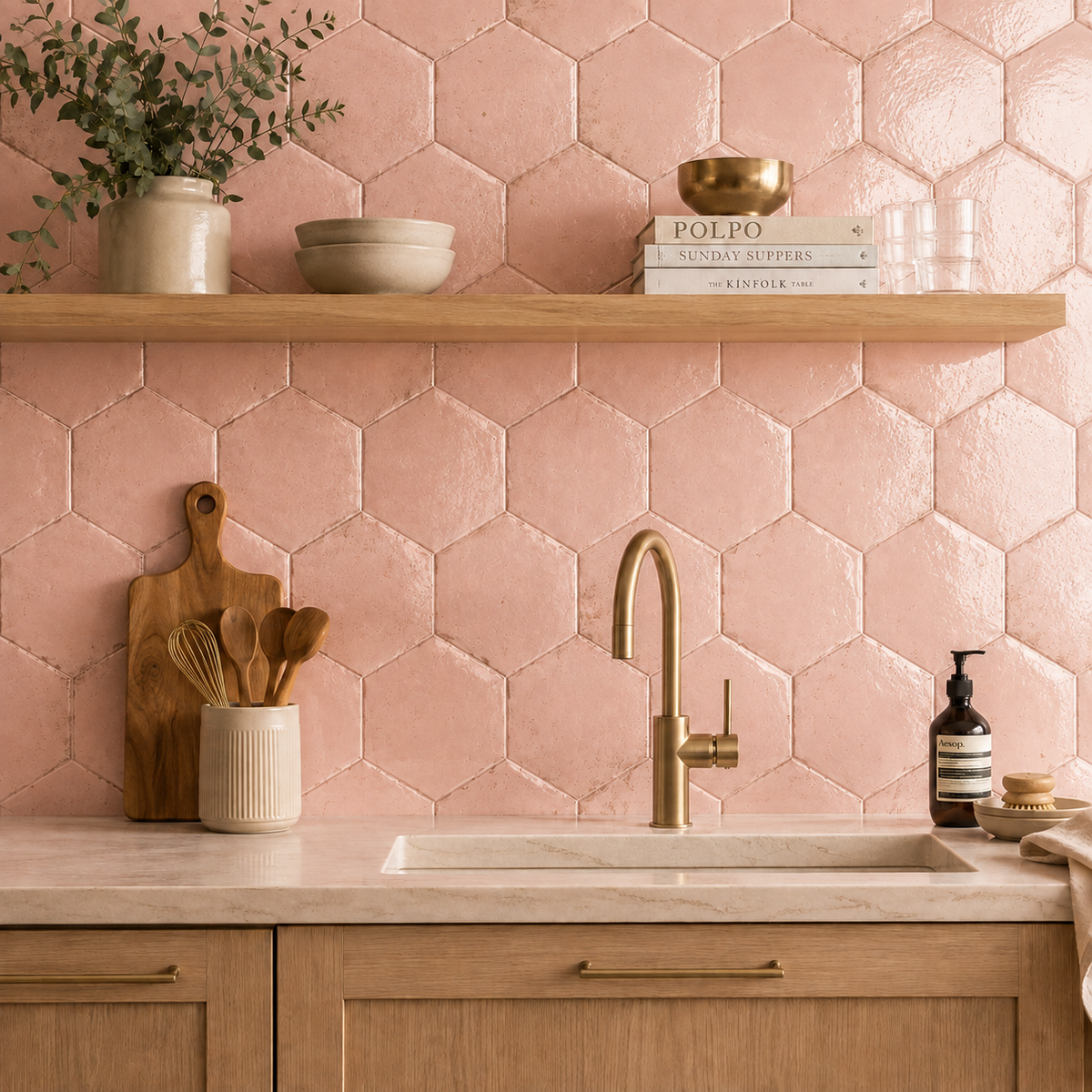 Wish Rose Hexagon Tile 15x17.3cm
